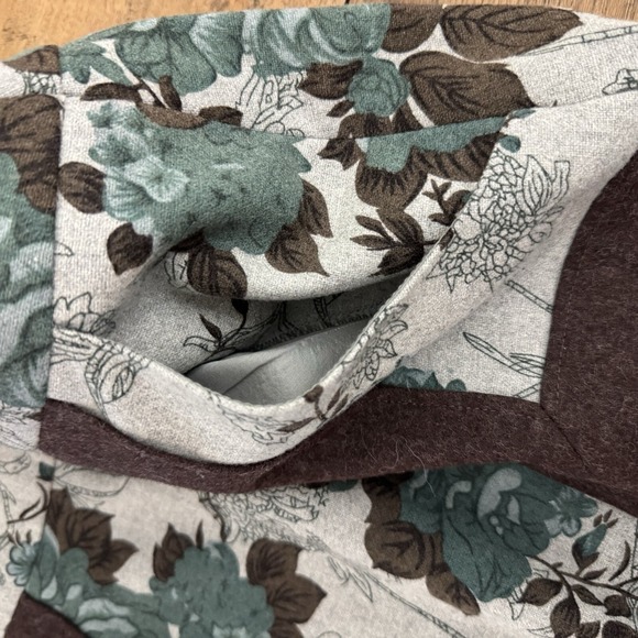 Anthropologie Tabitha Womens Medium Teal Floral Gray Wool Blend Mini Skirt - Picture 12 of 15